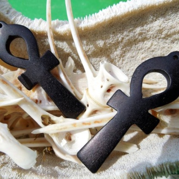 Set of 2 Tibetan Black Cross Ankh Pendant - Picture 5 of 5